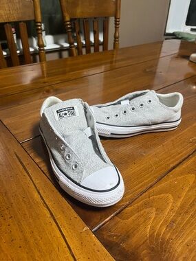 Converse All Star Slip-On Sneakers Women’s Size 9 Gray Canvas EUC No laces